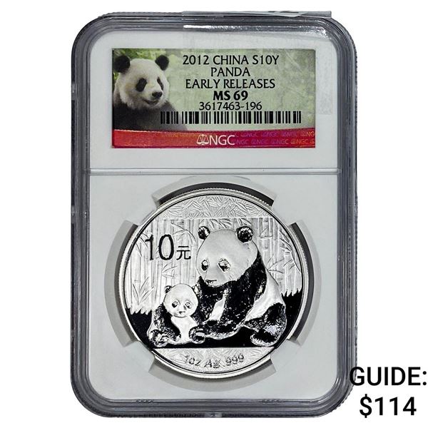 2012 China Silver 10 Yen Panda NGC MS69 Early Release