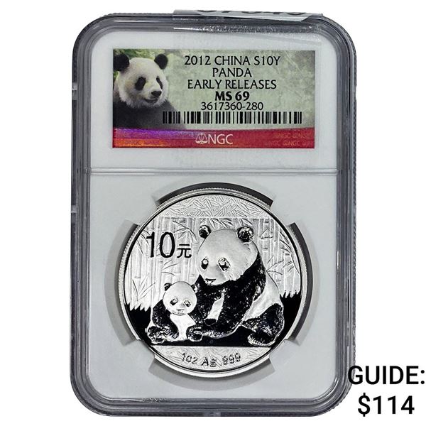 2012 China Silver 10 Yen Panda NGC MS69 Early Release