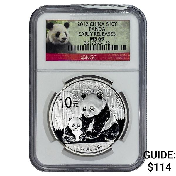 2012 China Silver 10 Yen Panda NGC MS69 Early Release