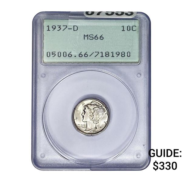 1937-D Mercury Silver Dime PCGS MS66 Rattle