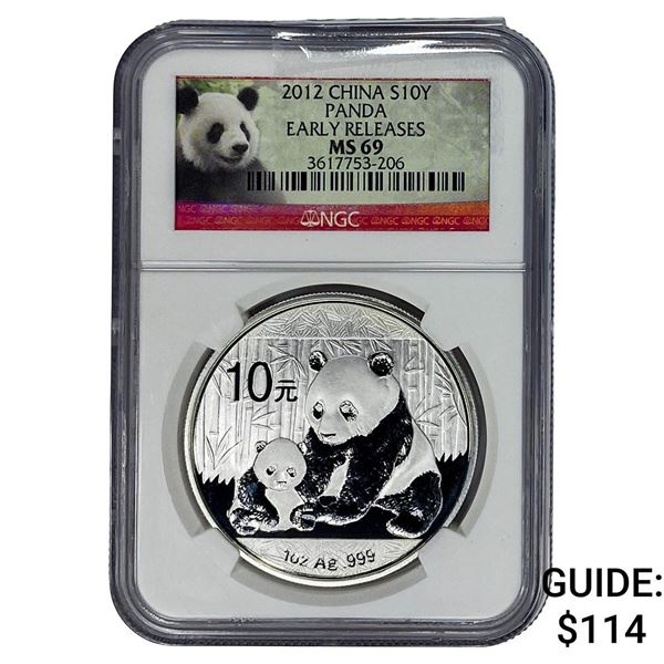 2012 China Silver 10 Yen Panda NGC MS69 Early Release