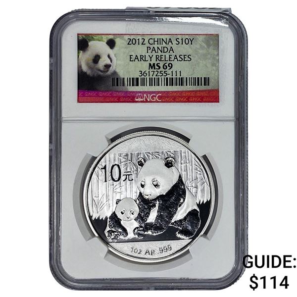 2012 China Silver 10 Yen Panda NGC MS69 Early Release