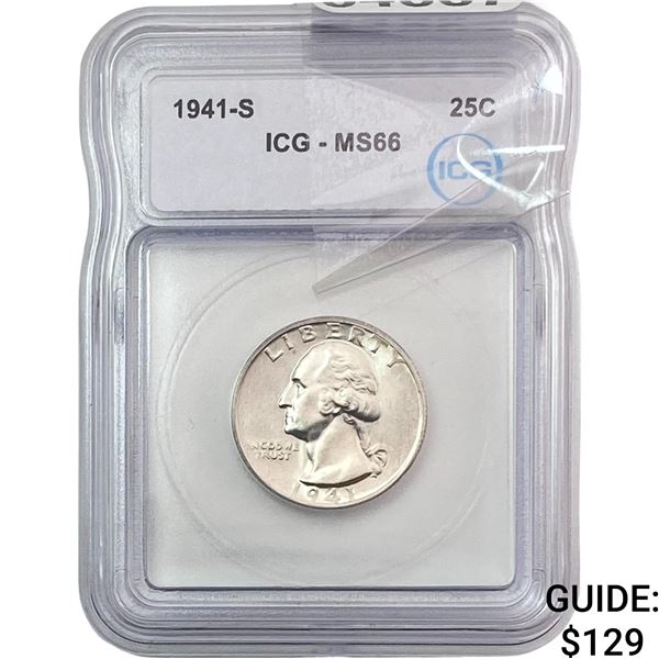 1941-S Washington Silver Quarter ICG MS66