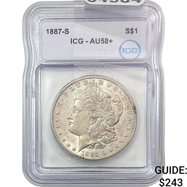 1887-S Morgan Silver Dollar ICG AU58+