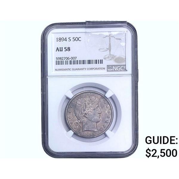 1894-S Barber Half Dollar NGC AU58