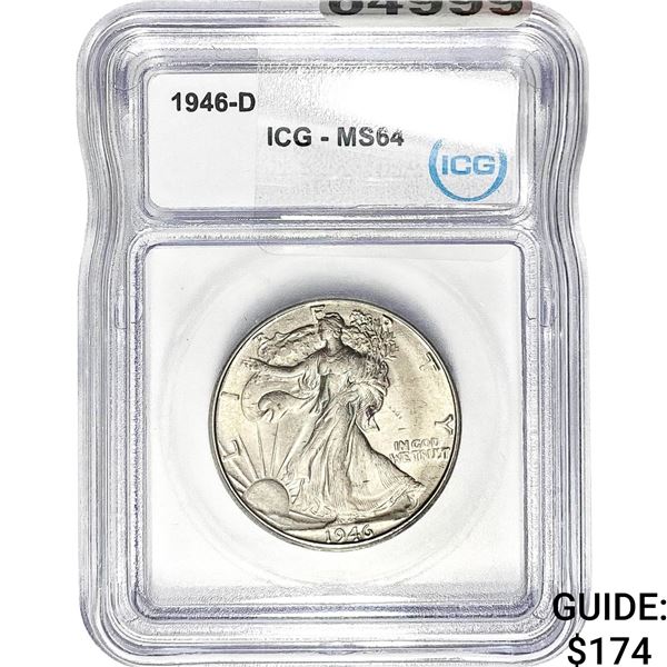 1946-D Walking Liberty Half Dollar ICG MS64