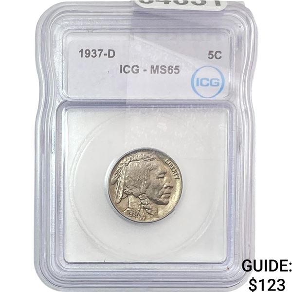 1937-D Buffalo Nickel ICG MS65
