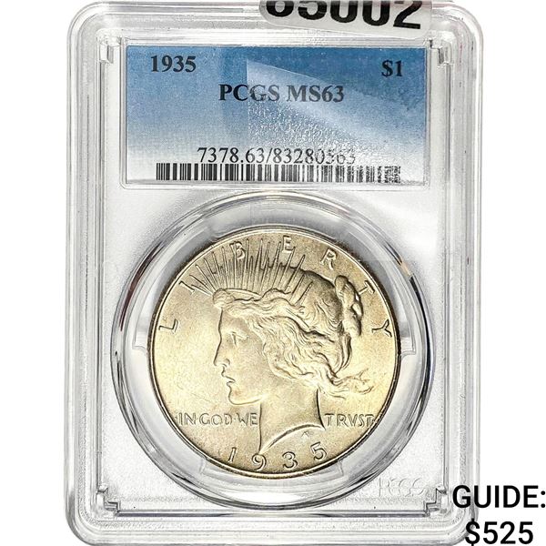 1935 Silver Peace Dollar PCGS MS63