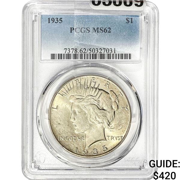 1935 Silver Peace Dollar PCGS MS62