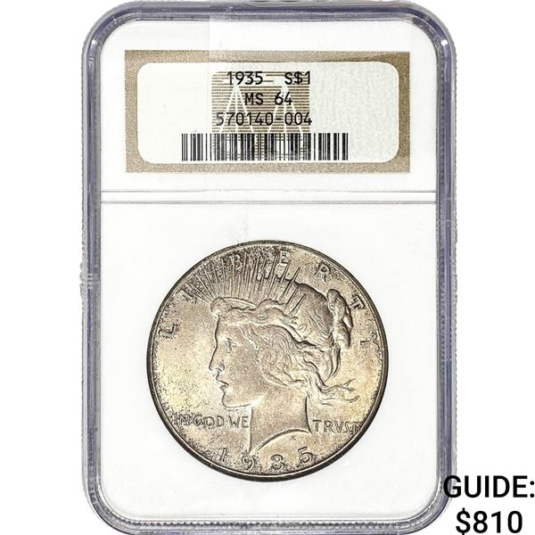 1935 Silver Peace Dollar NGC MS64