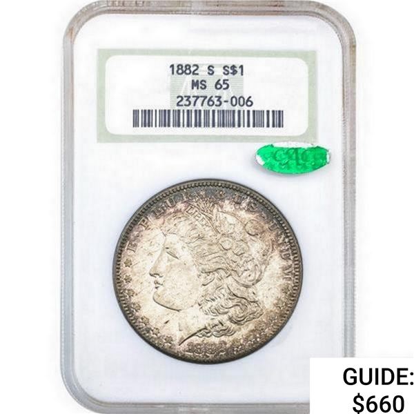 1882-S CAC Morgan Silver Dollar NGC MS65