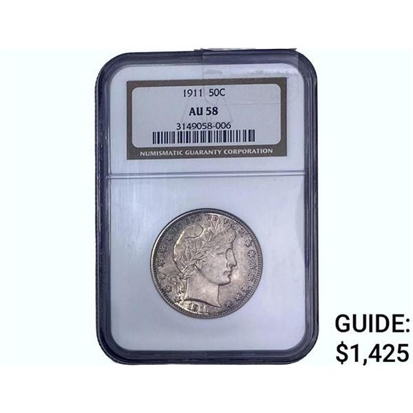 1911 Barber Half Dollar NGC AU58