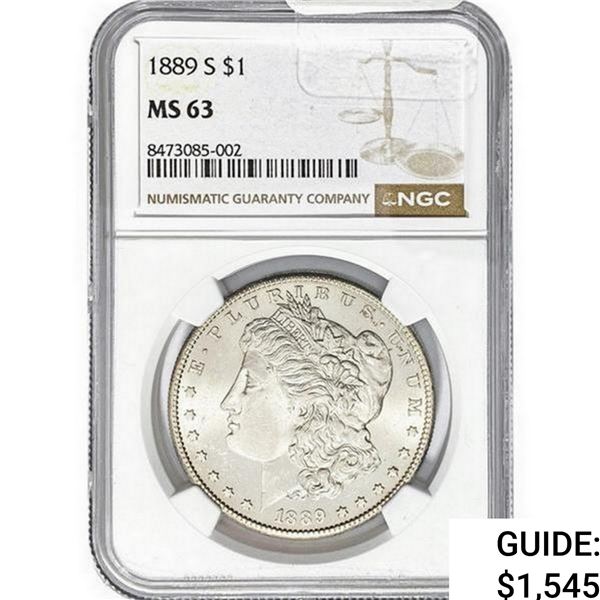 1889-S Morgan Silver Dollar NGC MS63