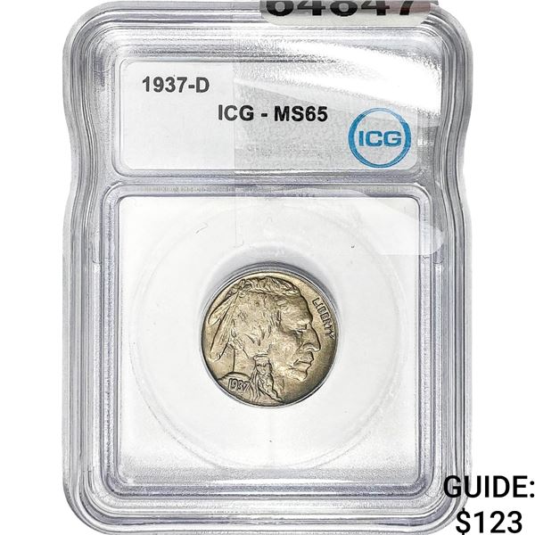 1937-D Buffalo Nickel ICG MS65