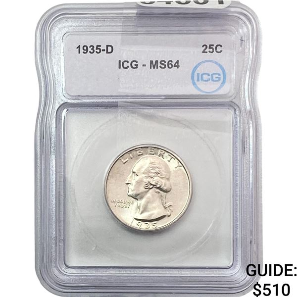 1935-D Washington Silver Quarter ICG MS64
