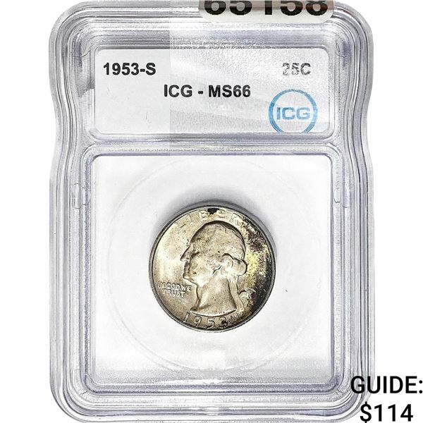 1953-S Washington Silver Quarter ICG MS66