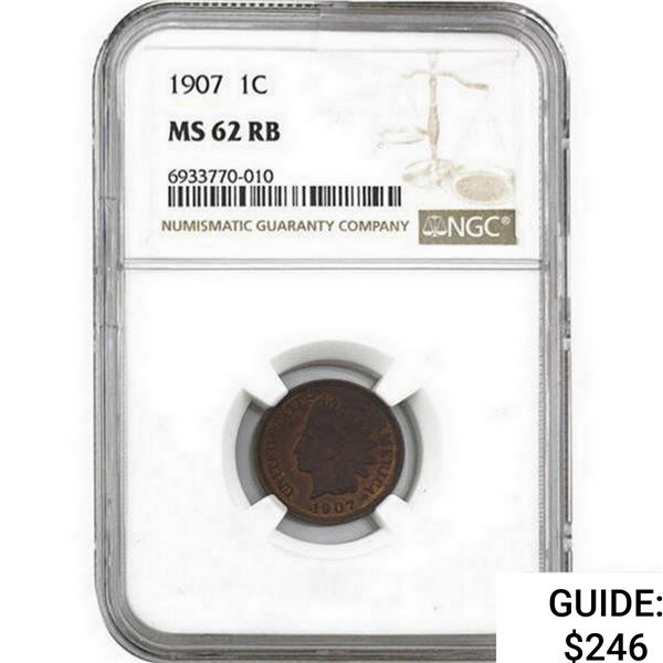 1907 Wheat Cent NGC MS62 RB