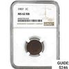 Image 1 : 1907 Wheat Cent NGC MS62 RB