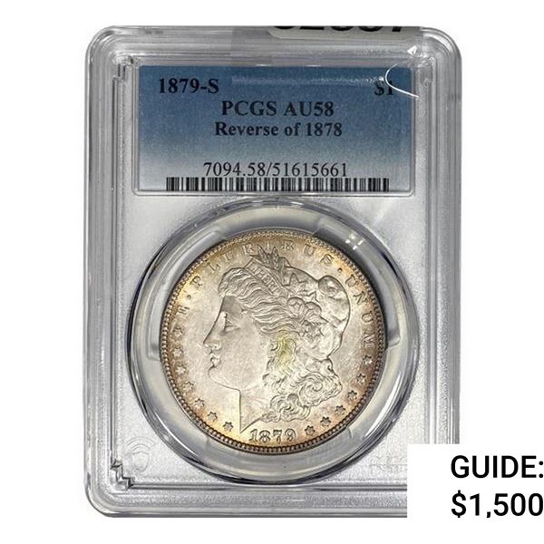 1879-S REV 78 Morgan Silver Dollar PCGS AU58