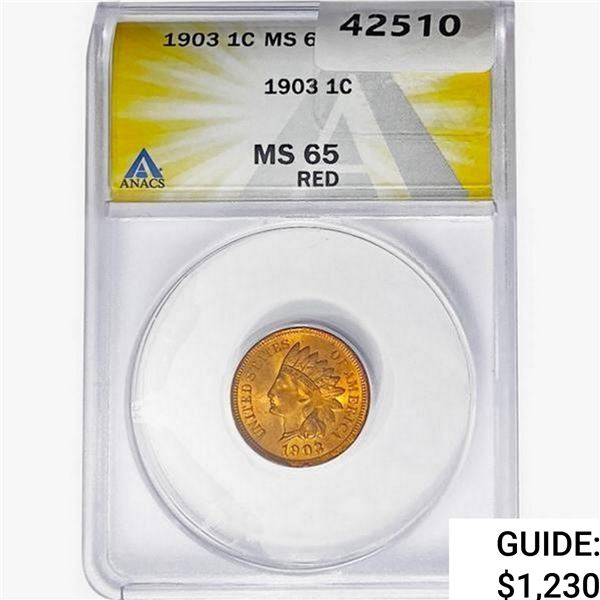 1903 Indian Head Cent ANACS MS65