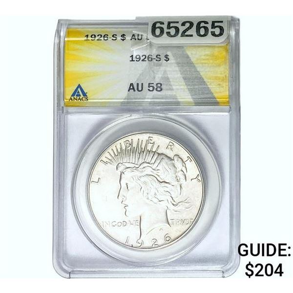 1926-S Silver Peace Dollar ANACS AU58