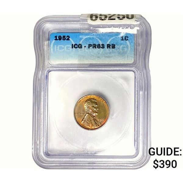1952 Wheat Cent ICG PR63 RB