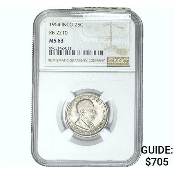 1964 International Nickel Company 25 Cent  MS63