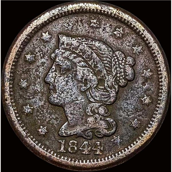1844 Braided Hair Large Cent NICELY CIRCULATED