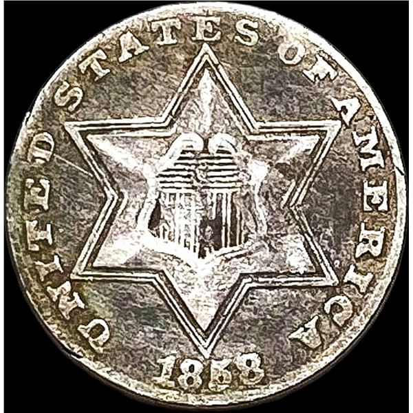 1858 Silver Three-Cent Piece LIGHTLY CIRCULATED