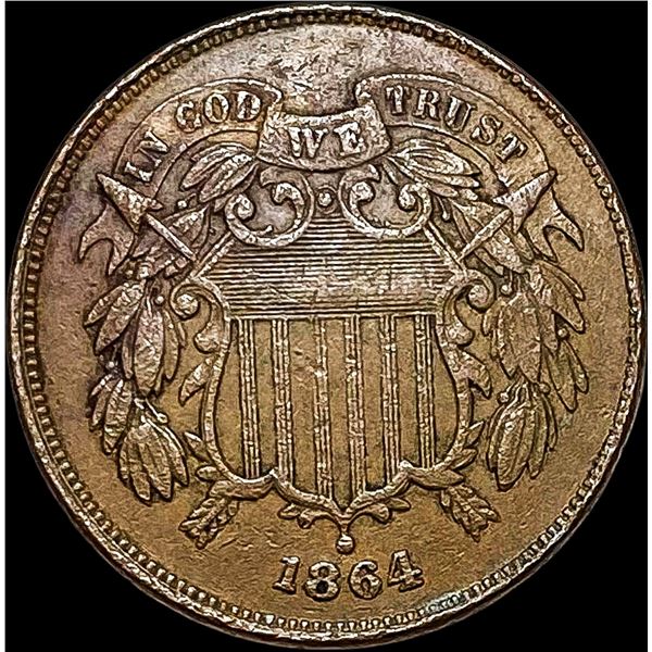 1864 Bronze Two-Cent Piece NEARLY UNCIRCULATED