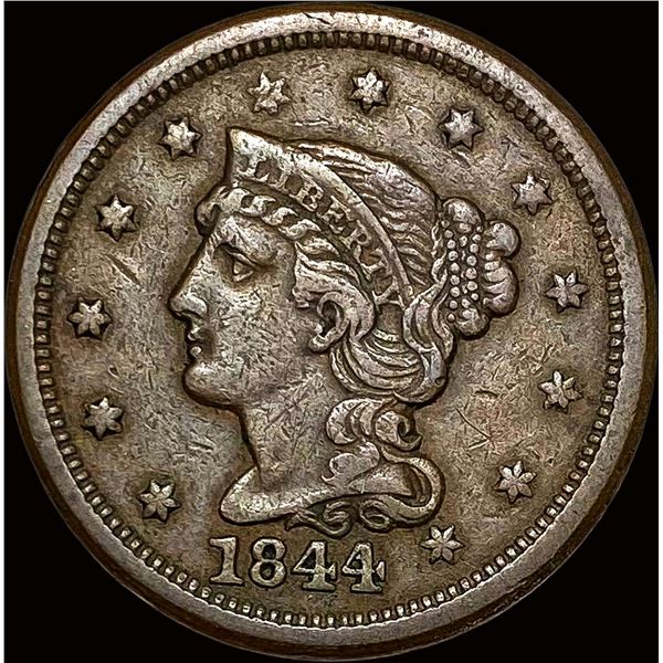 1844 Braided Hair Large Cent LIGHTLY CIRCULATED