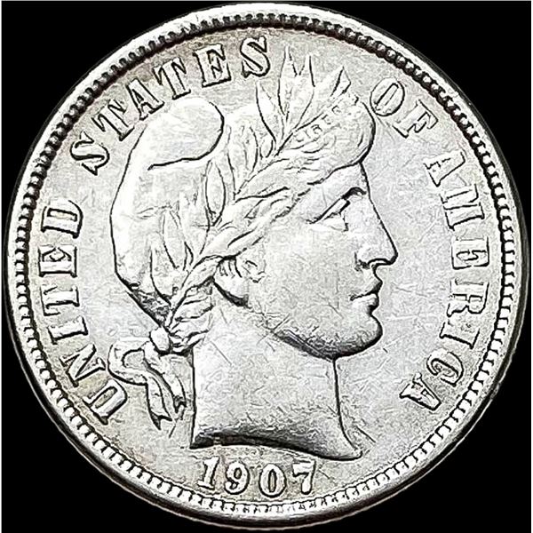 1907 Barber Dime NEARLY UNCIRCULATED