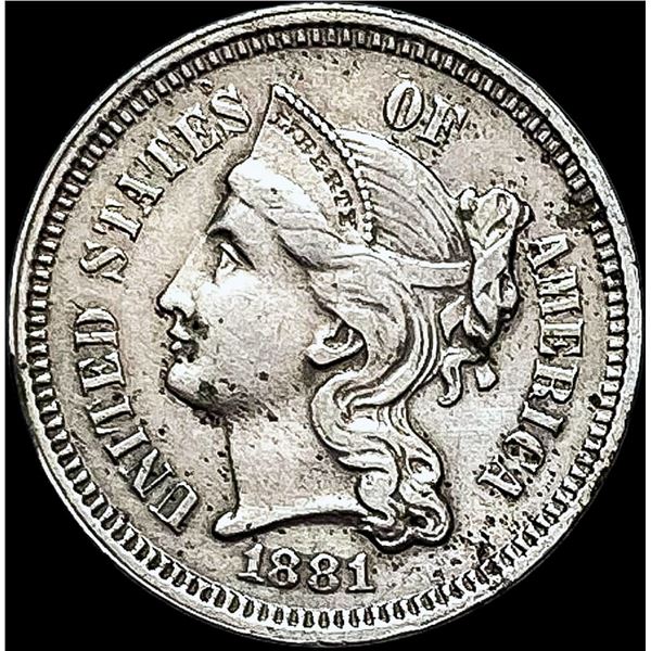1881 Nickel Three-Cent Piece NEARLY UNCIRCULATED