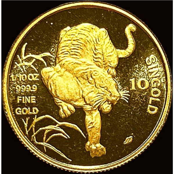 1986 Singapore 1/10oz Gold 10 Singold CHOICE PROOF