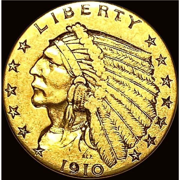 1910 Indian Head Gold $2.50 Quarter Eagle LIGHTLY CIRCULATED
