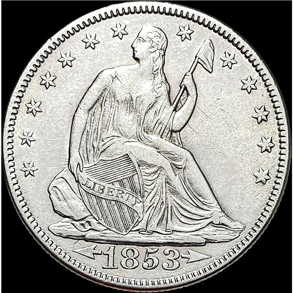 1853 Arrows/Rays Seated Liberty Half Dollar NEARLY UNCIRCULATED