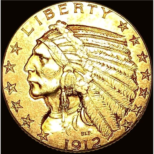 1912 Indian Head $5 Gold Half Eagle CLOSELY UNCIRCULATED