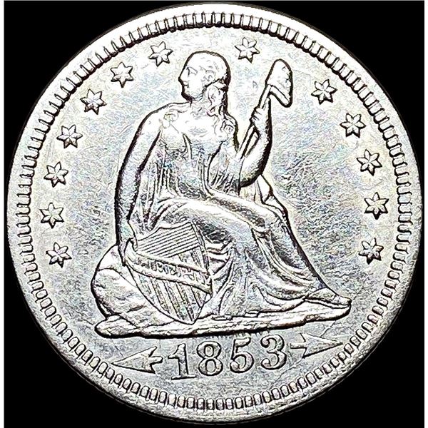 1853 Arrows/Rays Seated Liberty Quarter NICELY CIRCULATED