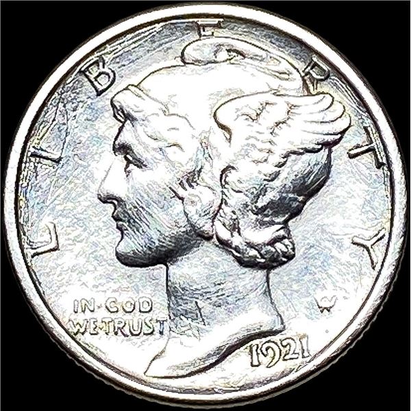 1921-D Silver Mercury Dime NEARLY UNC