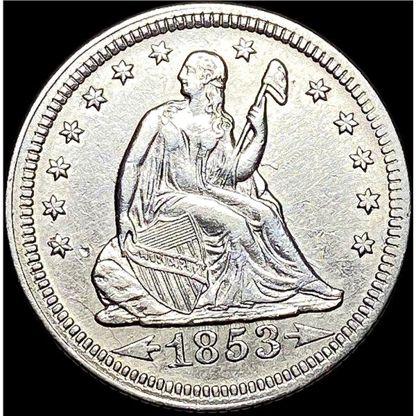 1853 Arrows/Rays Seated Liberty Quarter CLOSELY UNCIRCULATED