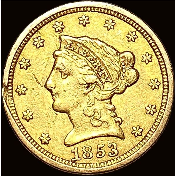 1853-D Gold $2.50 Liberty Head Quarter Eagle CLOSELY UNCIRCULATED