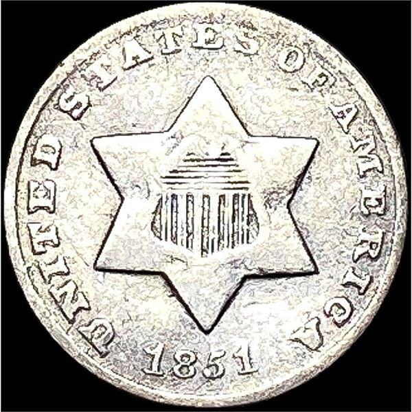 1851-O Silver Three-Cent Piece NICELY CIRC
