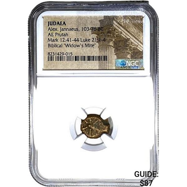 Judaea Alex. Jannaeus, 103-76 BC AE Prutah NGC