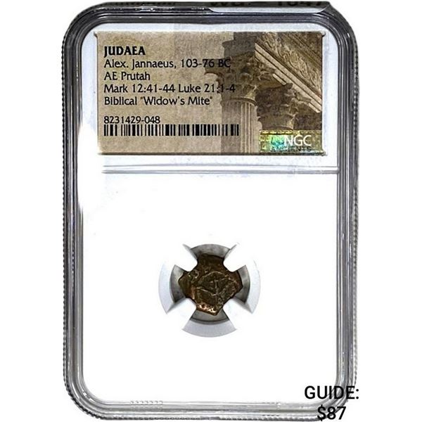 Judaea Alex. Jannaeus, 103-76 BC AE Prutah NGC