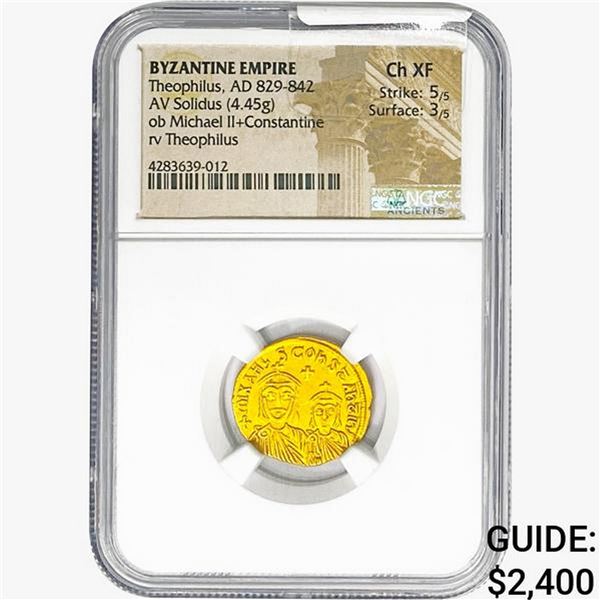 Byzantine Theophilus, AD 829-842 AV Solidus NGC Ch XF