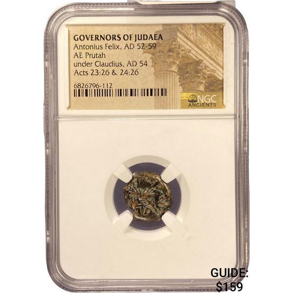 Judaea Antoinius Felix, AD 52-59 AE Prutah NGC