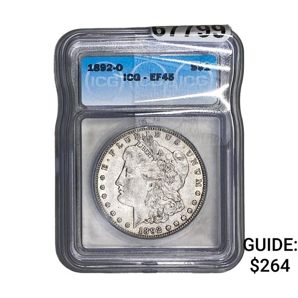 1892-O Morgan Silver Dollar ICG EF45