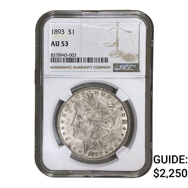 1893 Morgan Silver Dollar NGC AU53
