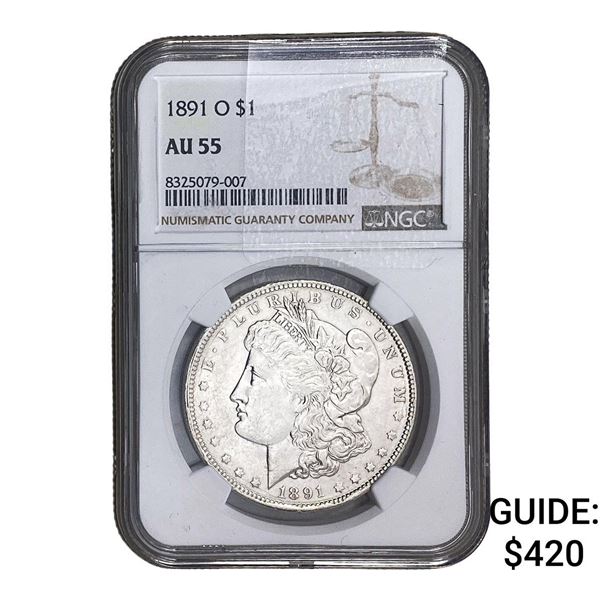1891-O Morgan Silver Dollar NGC AU55