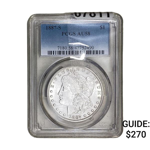 1887-S Morgan Silver Dollar PCGS AU58